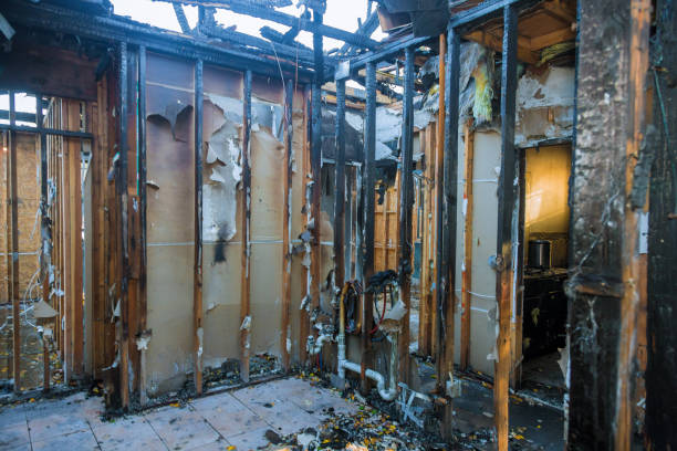 Professional Fire Damage Restoration technician working in Wacousta, MI